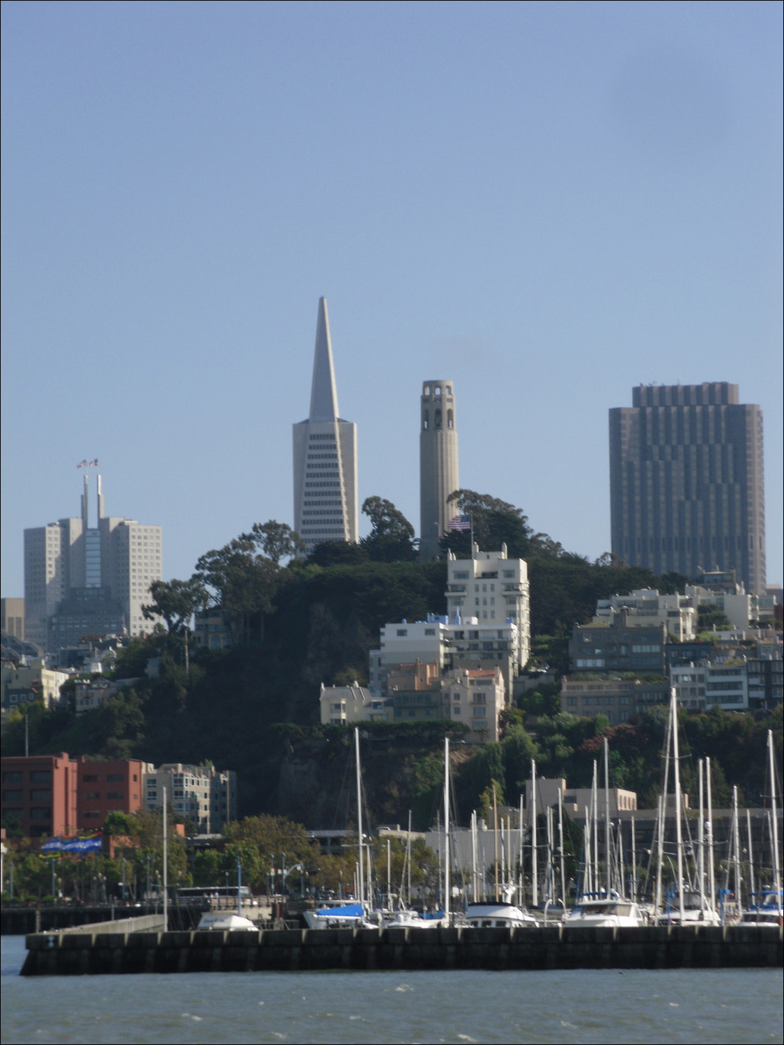 Coit Tower with Transamerica Bldg. in back